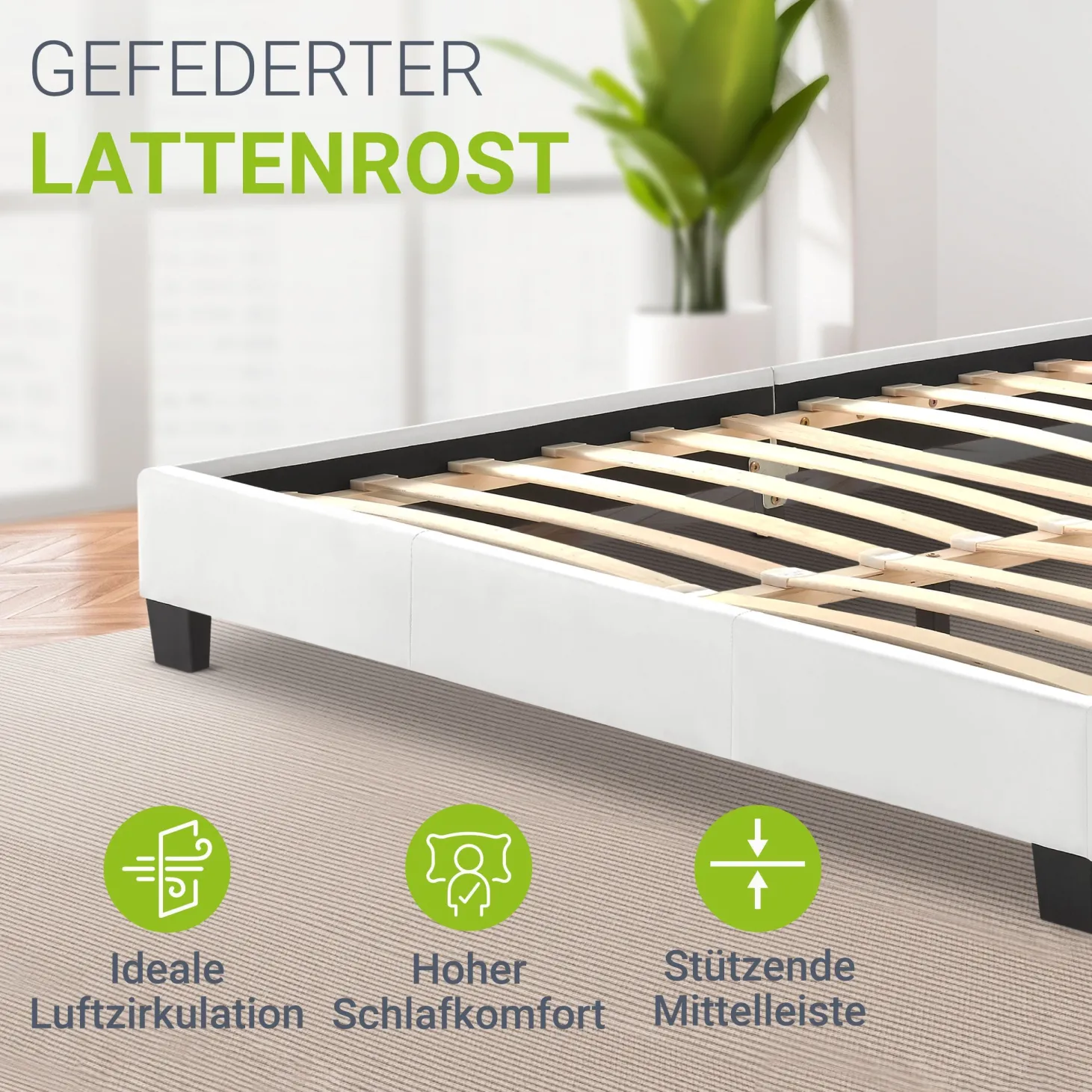 Polsterbett Paris Bettgestell mit LED-Beleuchtung und Lattenrost