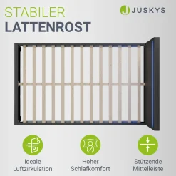 Polsterbett Paris Bettgestell mit LED-Beleuchtung und Lattenrost