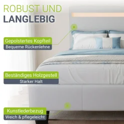 Polsterbett Paris Bettgestell mit LED-Beleuchtung und Lattenrost
