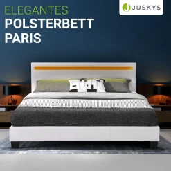 Polsterbett Paris Bettgestell mit LED-Beleuchtung und Lattenrost