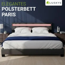 Polsterbett Paris Bettgestell mit LED-Beleuchtung und Lattenrost