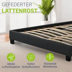 Polsterbett Paris Bettgestell mit LED-Beleuchtung und Lattenrost
