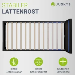 Polsterbett Paris Bettgestell mit LED-Beleuchtung und Lattenrost