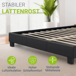 Polsterbett Paris Bettgestell mit LED-Beleuchtung und Lattenrost