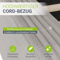 Polsterbett Salerno Bettgestell mit Cord Design, belastbar und pflegeleicht