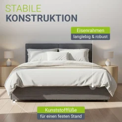 Polsterbett Salerno Bettgestell mit Cord Design, belastbar und pflegeleicht