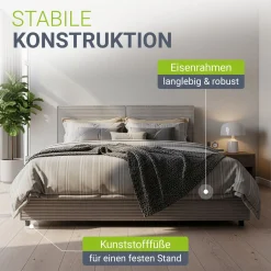 Polsterbett Salerno Bettgestell mit Cord Design, belastbar und pflegeleicht