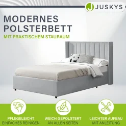Polsterbett Savona Bettgestell mit weicher Polsterung, Samt-Bezug & großem Stauraum