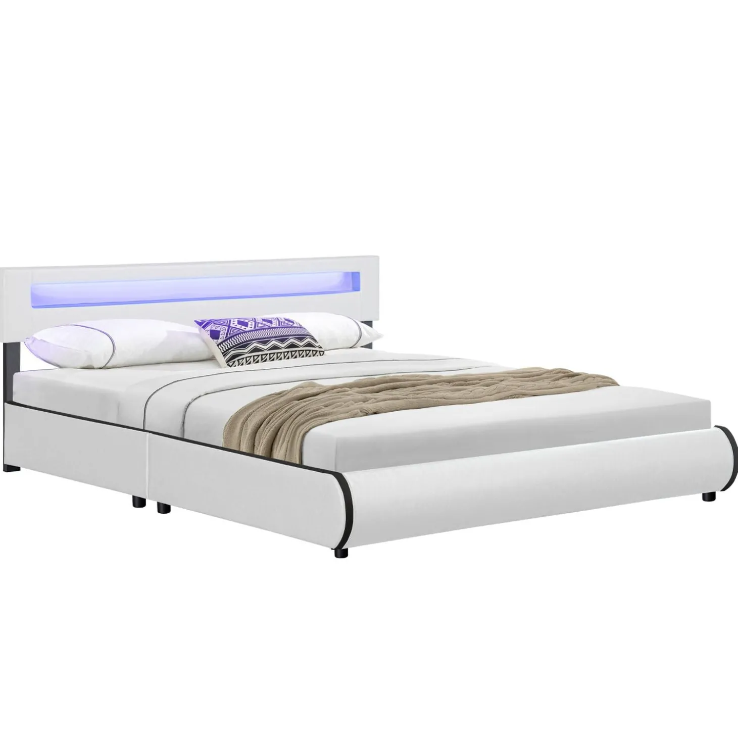 Polsterbett Sevilla Bettgestell mit LED-Beleuchtung und Lattenrost