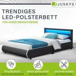 Polsterbett Sevilla Bettgestell mit LED-Beleuchtung und Lattenrost