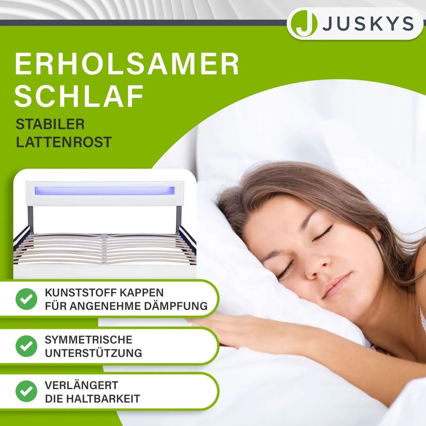 Polsterbett Sevilla Bettgestell mit LED-Beleuchtung und Lattenrost