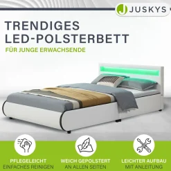 Polsterbett Sevilla Bettgestell mit LED-Beleuchtung und Lattenrost