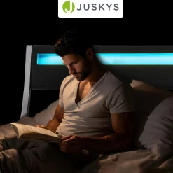 Polsterbett Valencia Bettgestell mit LED-Beleuchtung und Lattenrost
