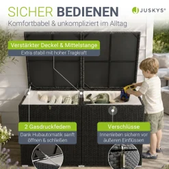 Polyrattan Auflagenbox Ikaria Gartenbox 950 Liter mit Deckel und herausnehmbarer Innenplane