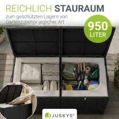 Polyrattan Auflagenbox Ikaria Gartenbox 950 Liter mit Deckel und herausnehmbarer Innenplane