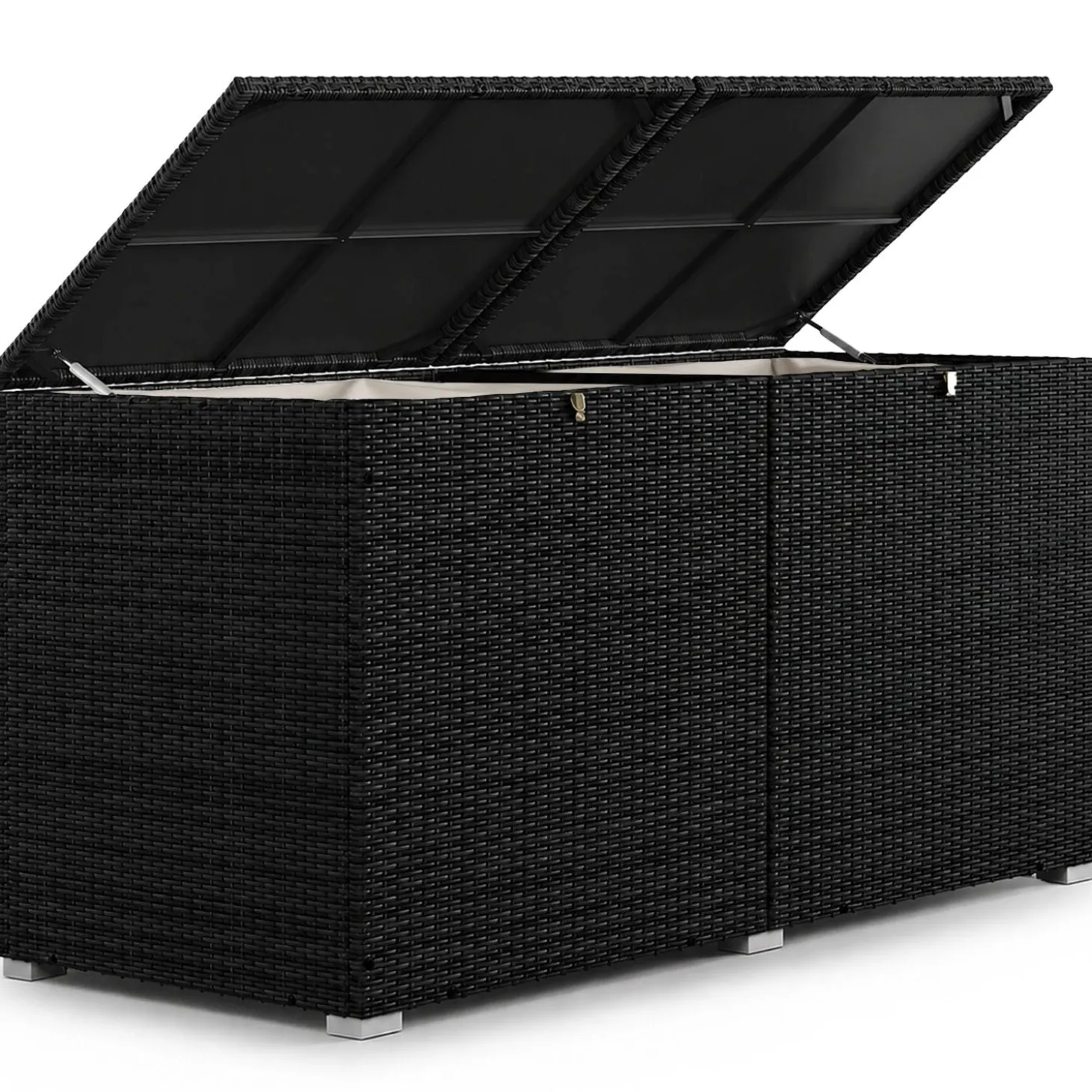 Polyrattan Auflagenbox Ikaria Gartenbox 950 Liter mit Deckel und herausnehmbarer Innenplane