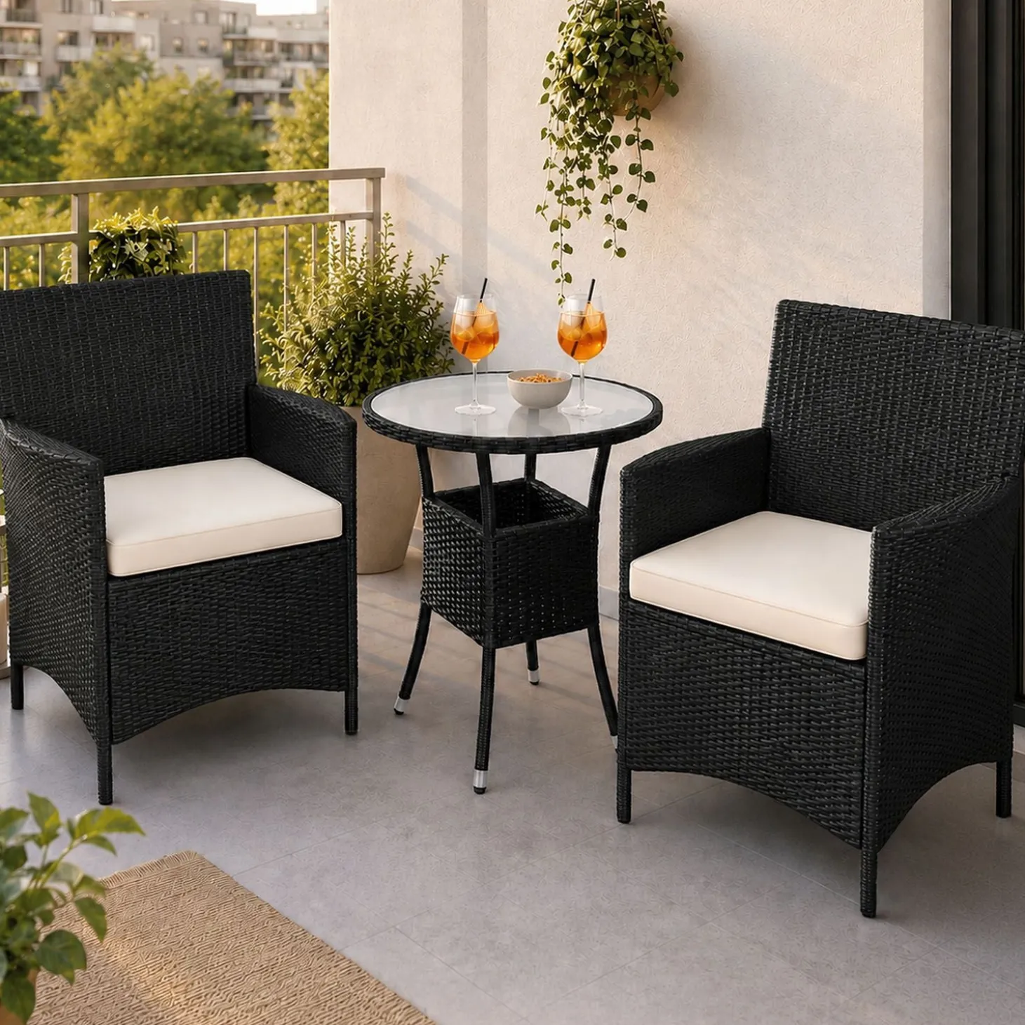 Polyrattan Balkon Set Bayamo Sitzgarnitur für 2 Personen und kleine Balkone