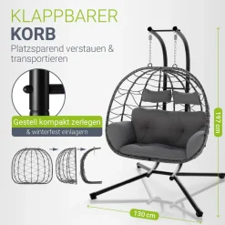 Polyrattan Doppelhängesessel Aria Mit Gestell & Kissen - Schaukel für 2 Personen