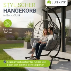 Polyrattan Doppelhängesessel Aria Mit Gestell & Kissen - Schaukel für 2 Personen