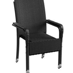 Polyrattan Gartenstühle Yoro Stapelbare Stühle 2er Set mit Stahlrahmen