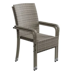 Polyrattan Gartenstühle Yoro Stapelbare Stühle 2er Set mit Stahlrahmen