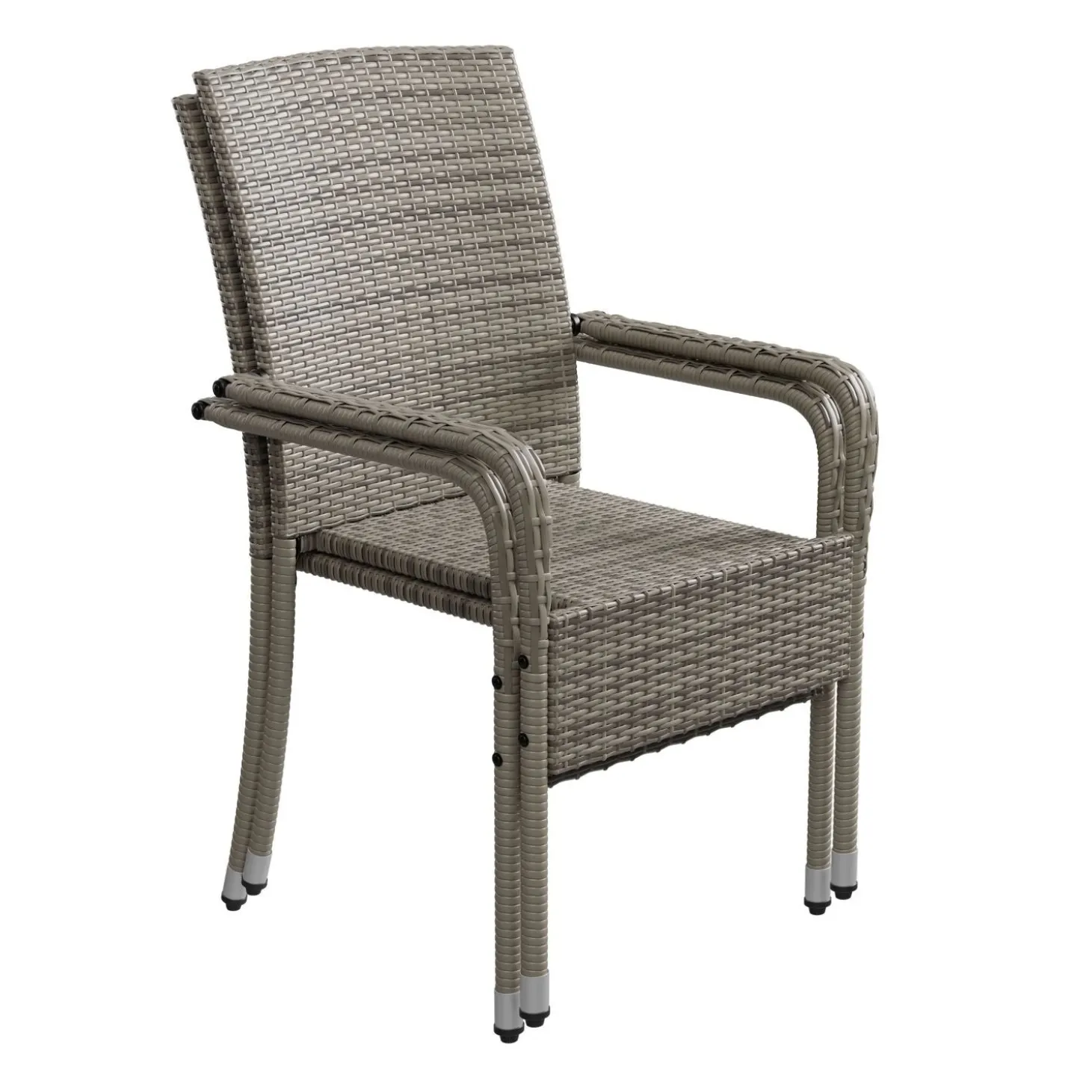 Polyrattan Gartenstühle Yoro Stapelbare Stühle 2er Set mit Stahlrahmen