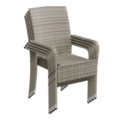 Polyrattan Gartenstühle Yoro Stapelbare Stühle 2er Set mit Stahlrahmen