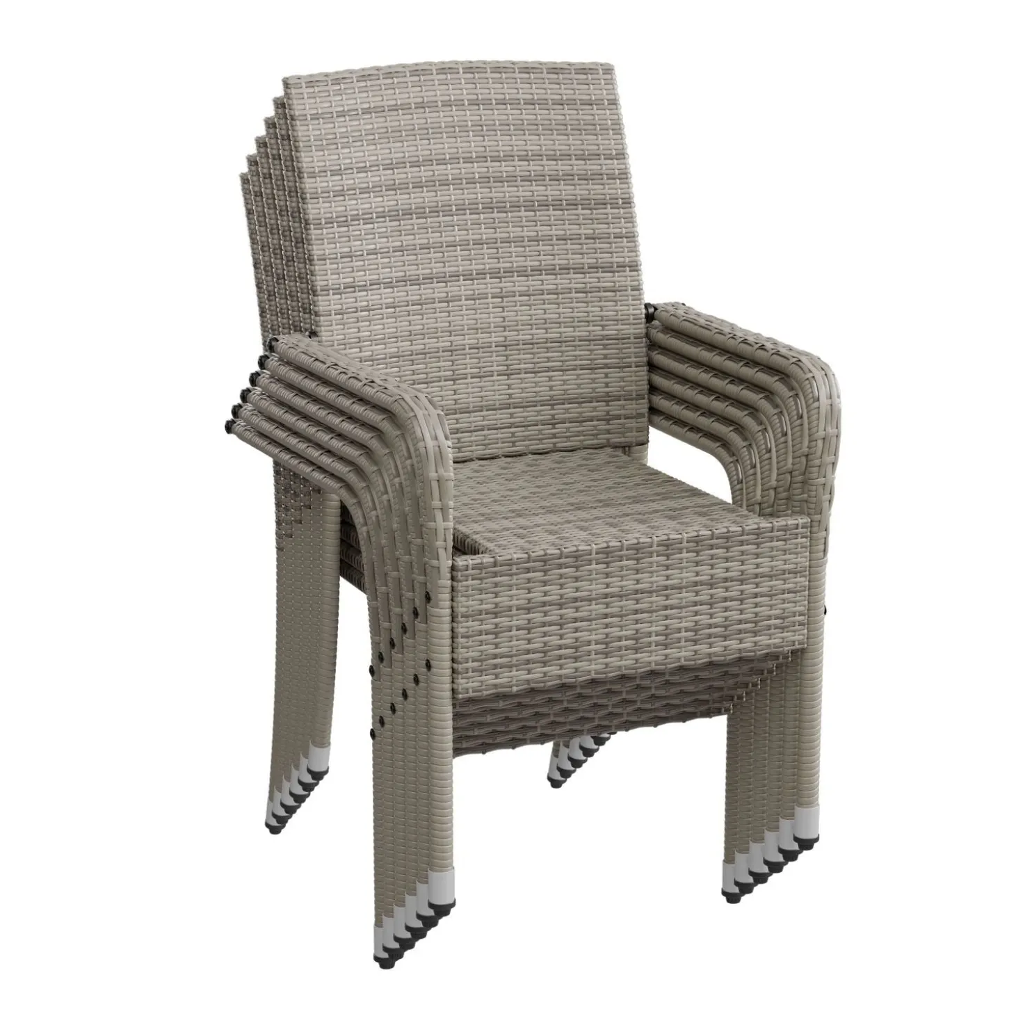 Polyrattan Gartenstühle Yoro Stapelbare Stühle 2er Set mit Stahlrahmen