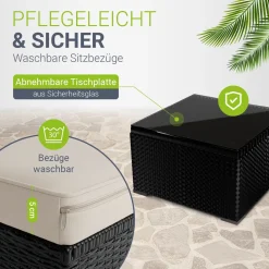 Polyrattan Lounge Punta Cana Outdoor Sitzgarnitur für bis zu 4 Personen; langlebiges Material