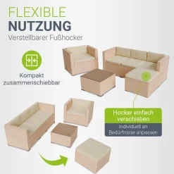 Polyrattan Lounge Punta Cana Outdoor Sitzgarnitur für bis zu 4 Personen; langlebiges Material