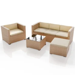 Polyrattan Lounge Punta Cana Outdoor Sitzgarnitur für bis zu 4 Personen; langlebiges Material