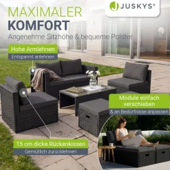 Polyrattan Lounge Salou Modulares Möbel-Set für 6 Personen inkl. Polster