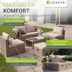 Polyrattan Lounge Salou Modulares Möbel-Set für 6 Personen inkl. Polster