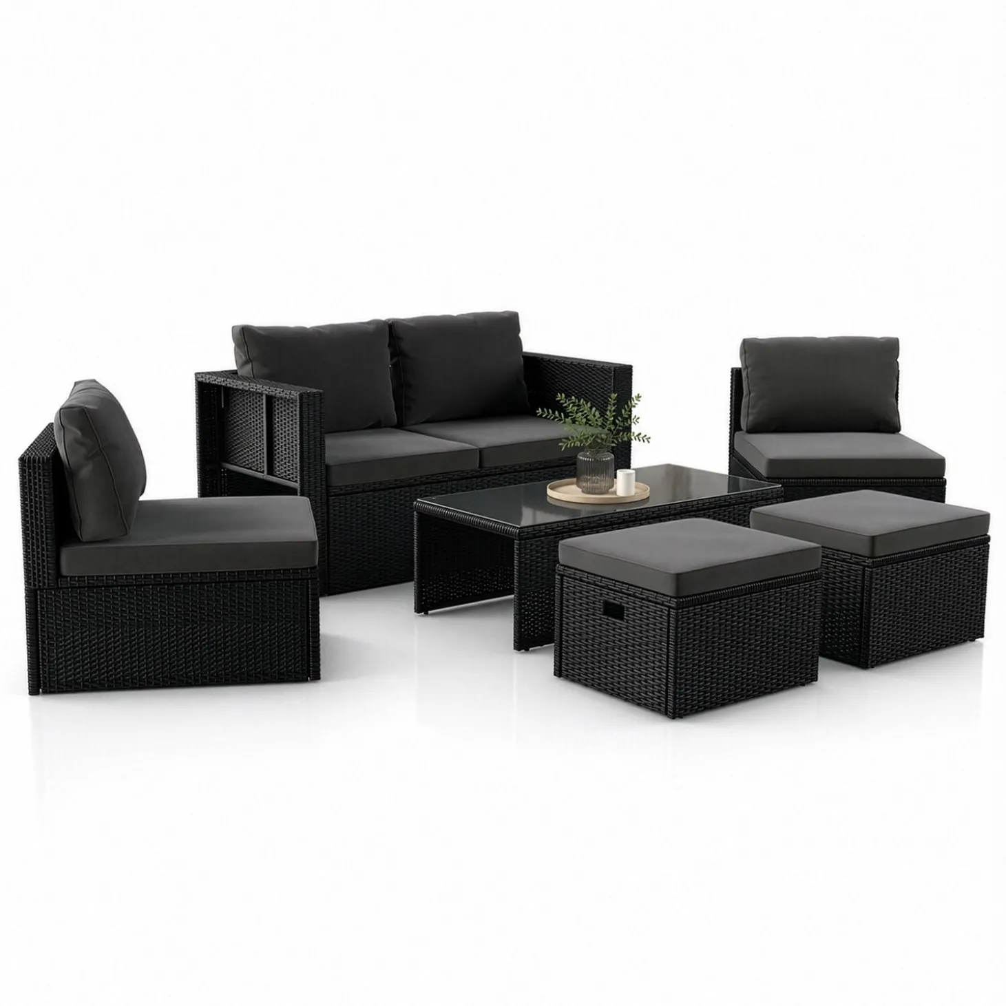 Polyrattan Lounge Salou Modulares Möbel-Set für 6 Personen inkl. Polster