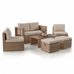 Polyrattan Lounge Salou Modulares Möbel-Set für 6 Personen inkl. Polster