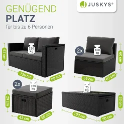 Polyrattan Lounge Salou Modulares Möbel-Set für 6 Personen inkl. Polster