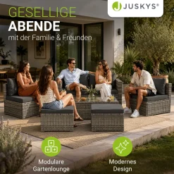 Polyrattan Lounge Salou Modulares Möbel-Set für 6 Personen inkl. Polster