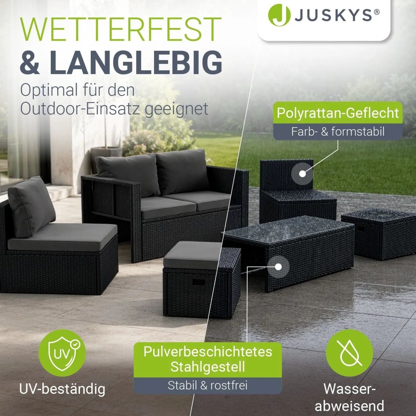 Polyrattan Lounge Salou Modulares Möbel-Set für 6 Personen inkl. Polster