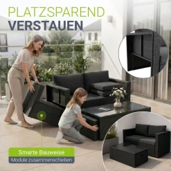Polyrattan Lounge Salou Modulares Möbel-Set für 6 Personen inkl. Polster