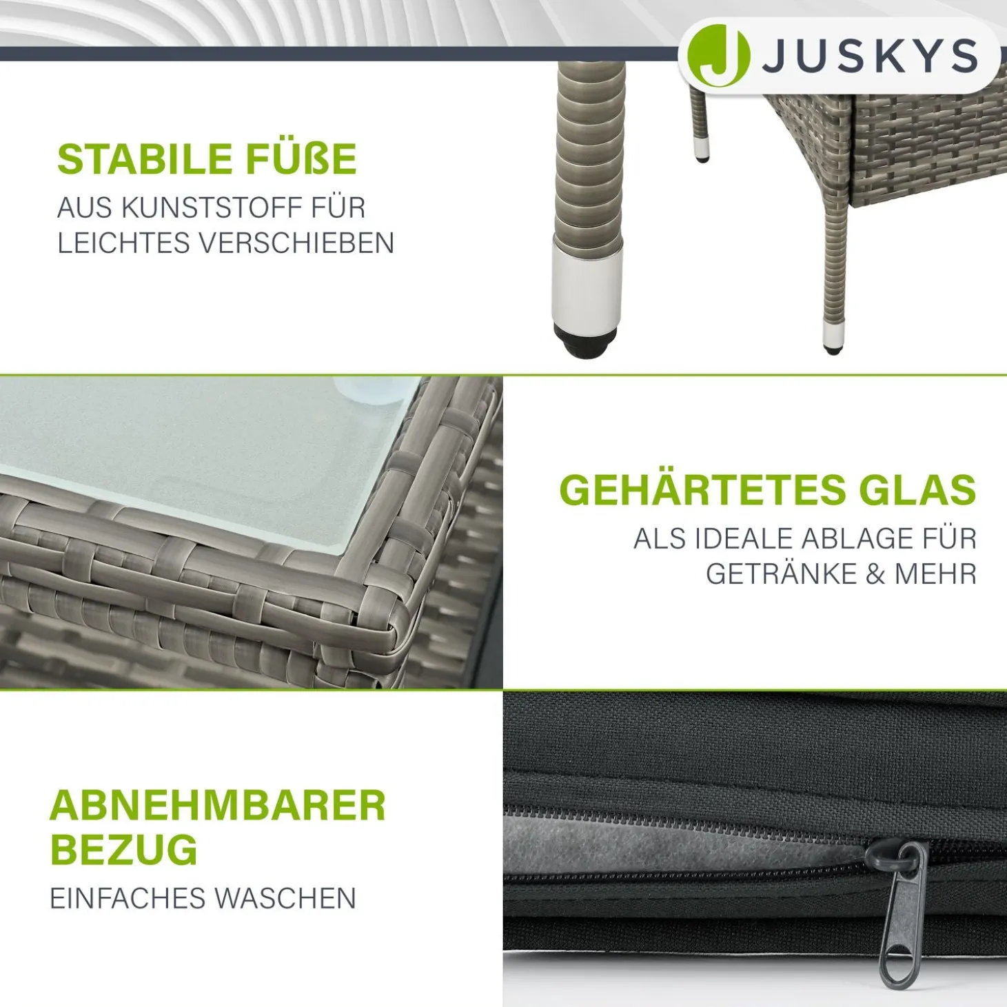 Polyrattan Sitzbank Monaco Gartenmöbel Sitzbank für 2 Personen inkl. Abstelltisch