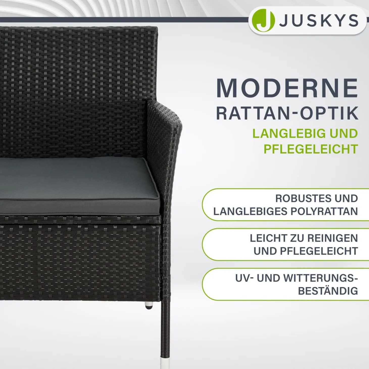 Polyrattan Sitzbank Monaco Gartenmöbel Sitzbank für 2 Personen inkl. Abstelltisch