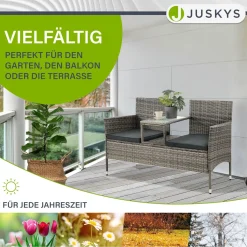 Polyrattan Sitzbank Monaco Gartenmöbel Sitzbank für 2 Personen inkl. Abstelltisch