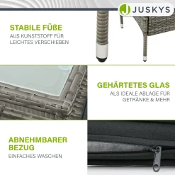 Polyrattan Sitzbank Monaco Gartenmöbel Sitzbank für 2 Personen inkl. Abstelltisch