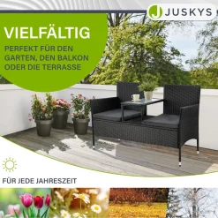 Polyrattan Sitzbank Monaco Gartenmöbel Sitzbank für 2 Personen inkl. Abstelltisch