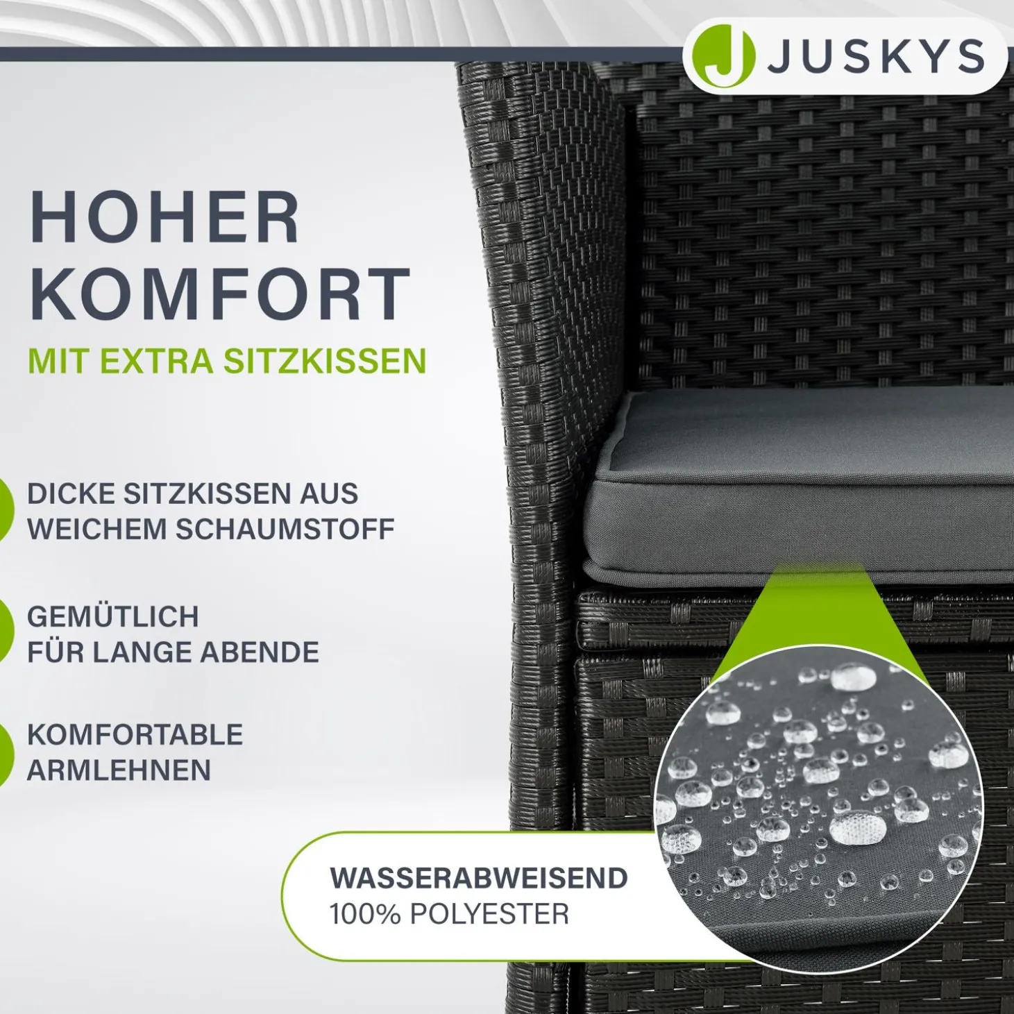 Polyrattan Sitzbank Monaco Gartenmöbel Sitzbank für 2 Personen inkl. Abstelltisch