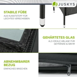 Polyrattan Sitzbank Monaco Gartenmöbel Sitzbank für 2 Personen inkl. Abstelltisch