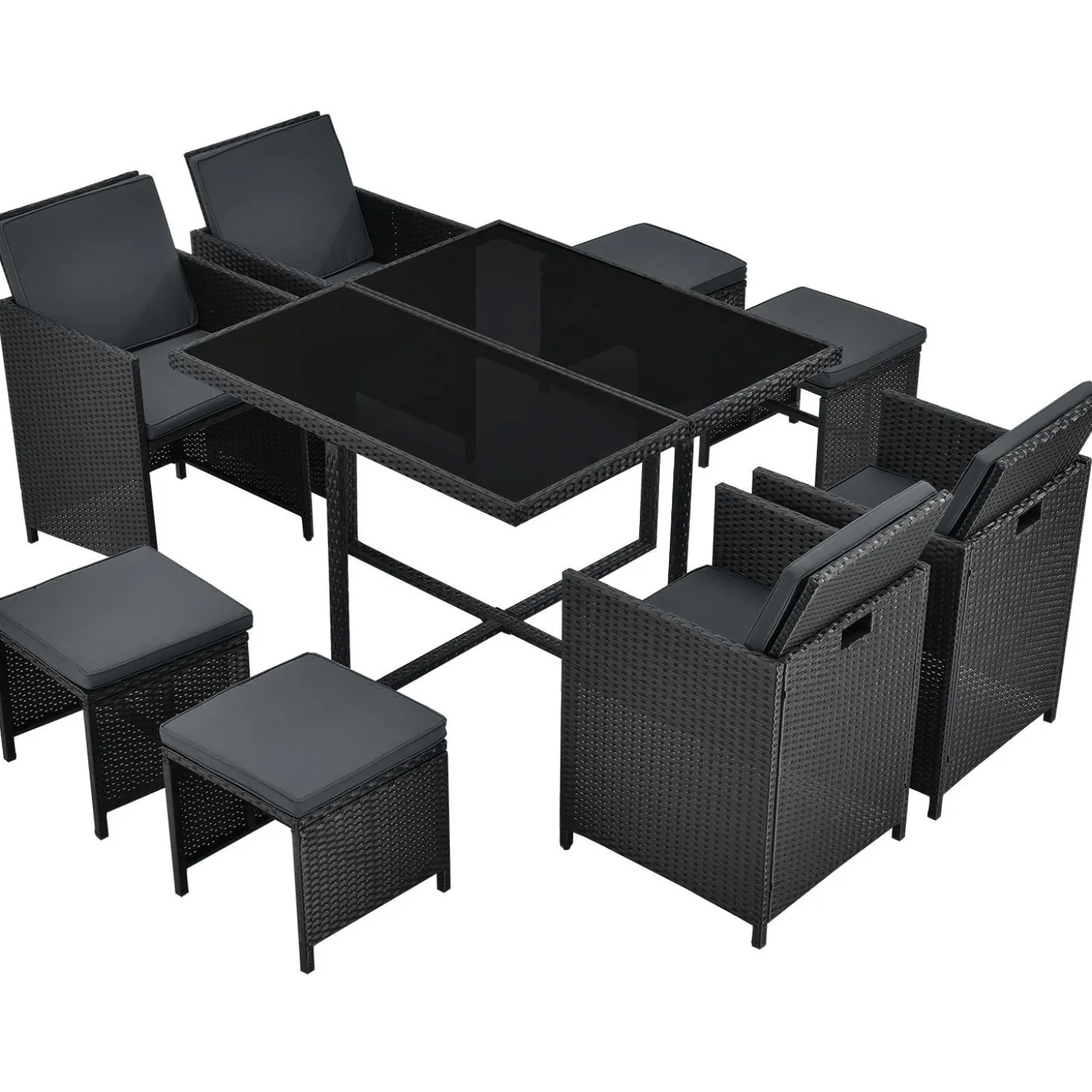 Polyrattan Sitzgruppe Baracoa Gartenmöbel Set für bis zu 8 Personen inkl. Kissen
