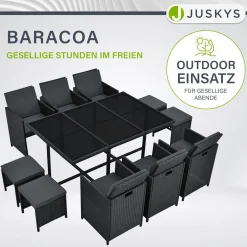 Polyrattan Sitzgruppe Baracoa Gartenmöbel Set für bis zu 8 Personen inkl. Kissen