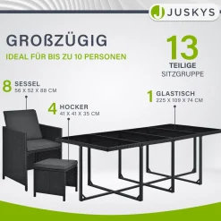 Polyrattan Sitzgruppe Baracoa Gartenmöbel Set für bis zu 8 Personen inkl. Kissen