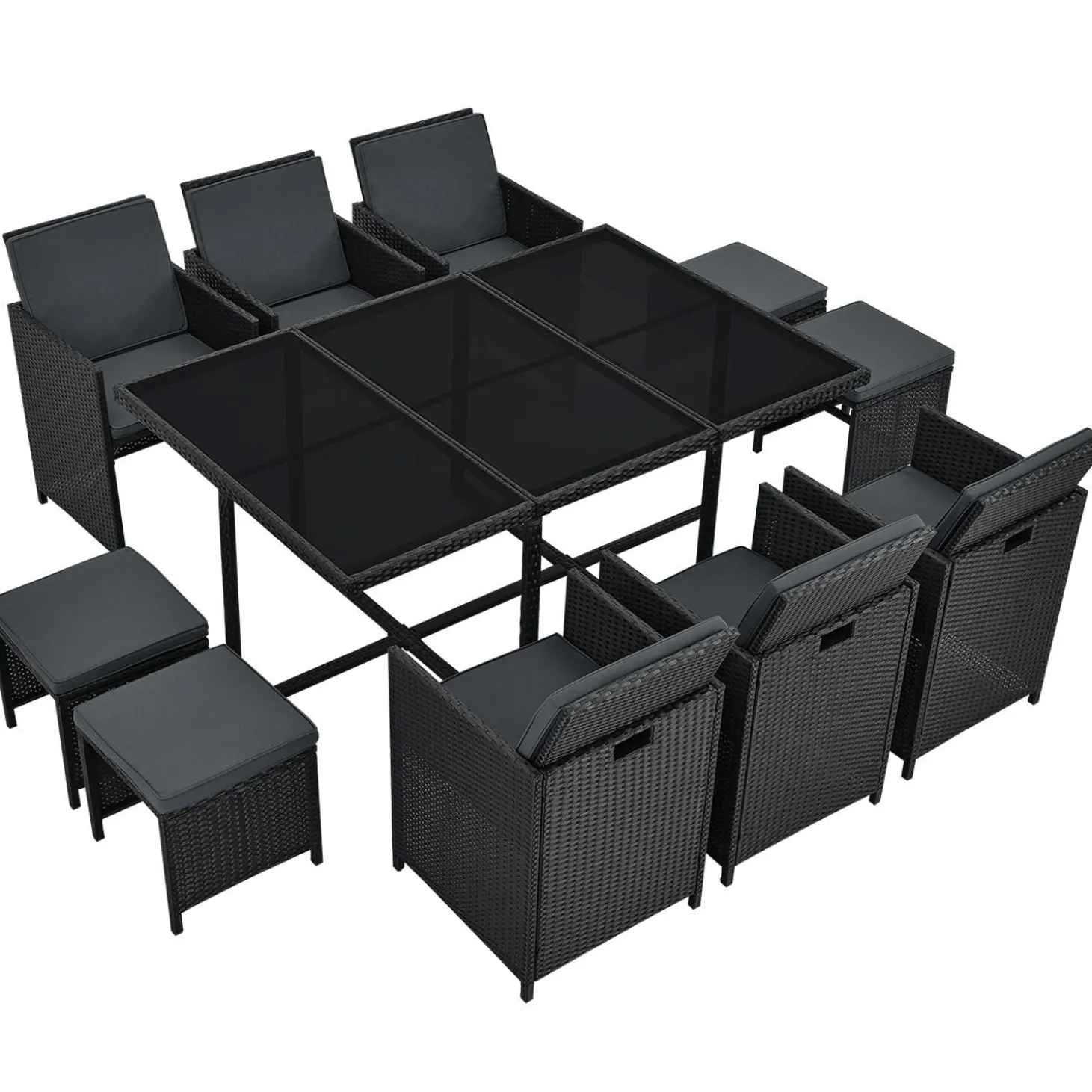 Polyrattan Sitzgruppe Baracoa Gartenmöbel Set für bis zu 8 Personen inkl. Kissen